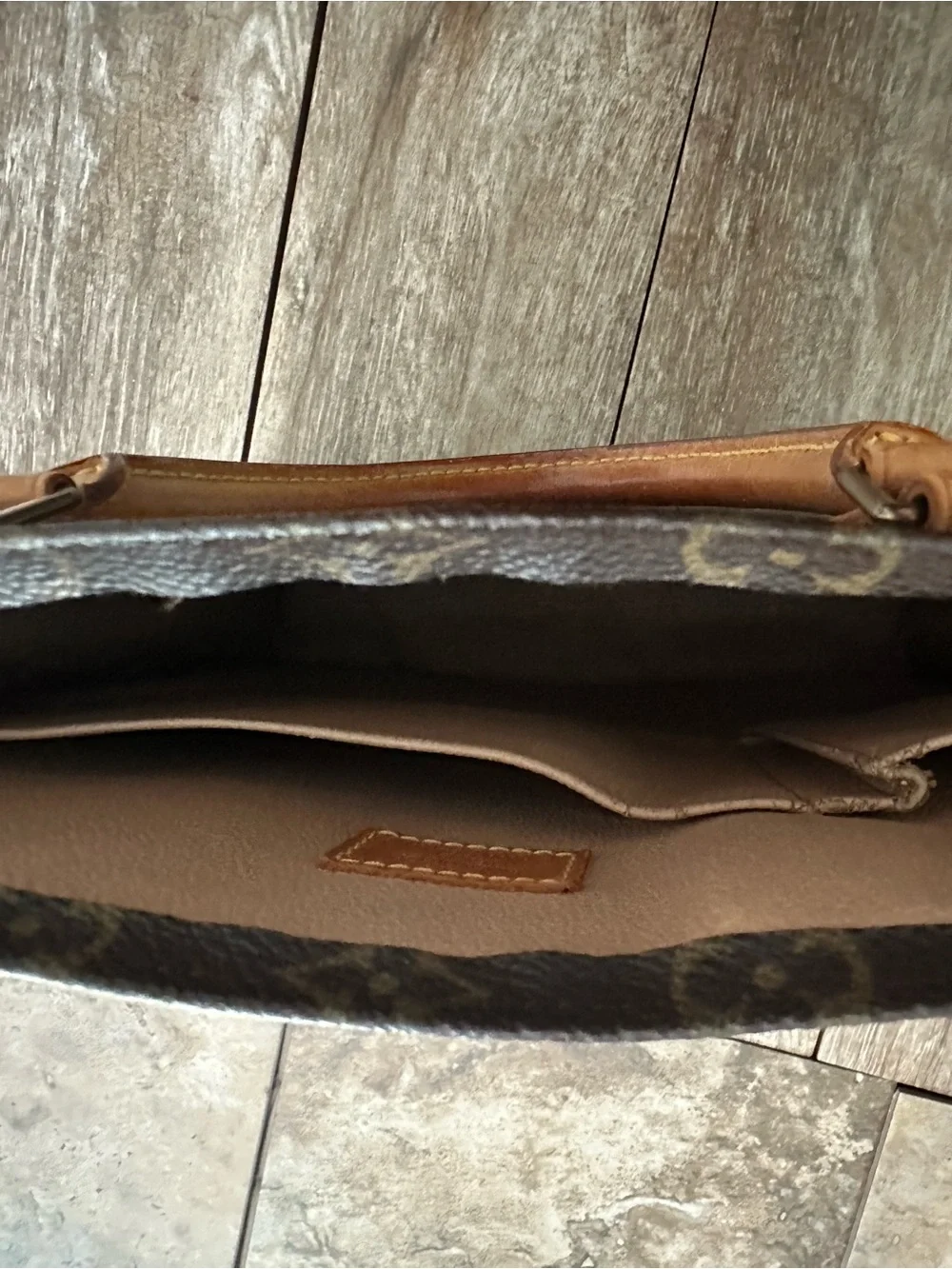 Vintage, 2002 Louis Vuitton Classic Brown/Tan Monogram Canvas Sac Plat Tote Bag